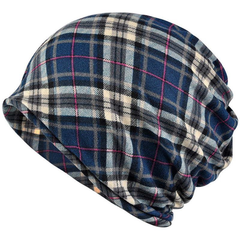 Check Print Multi Use Headwrap Chemo Hat Slouchy Beanie