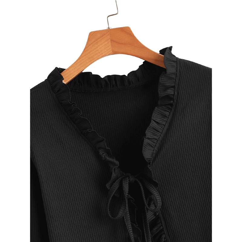 Frill Trim Tie Front Srop Top