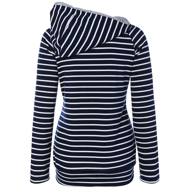 Strip Patchwork Side Zipper Hoodies